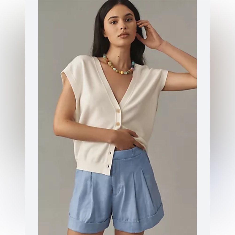 Maeve Anthropologie Ivory Slouchy Oversized Cardigan Sweater vest size X LARGE
